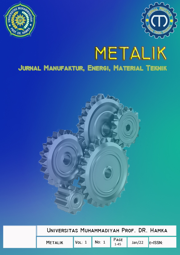 					View Vol. 1 No. 1 (2022): Metalik: Jurnal Manufaktur, Energi, Material Teknik
				