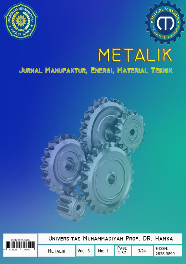 					View Vol. 3 No. 1 (2024): Metalik: Jurnal Manufaktur, Energi, Material Teknik 
				