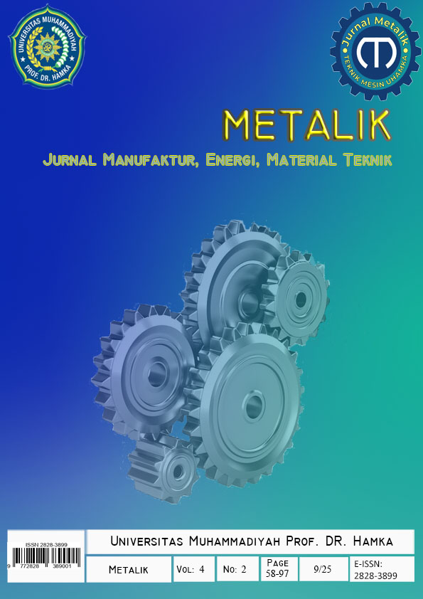 					View Vol. 4 No. 2 (2025): Metalik: Jurnal Manufaktur, Energi, Material Teknik 
				